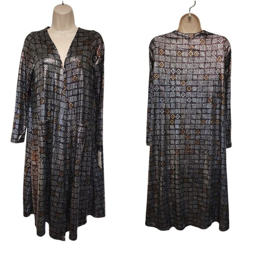 LULAROE SARAH SIZE MEDIUM LONG CARDIGAN GEOMETRIC PRINT SIZE SMALL